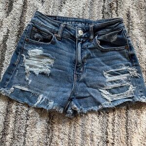 American Eagle Outfitters Distressed Dark Blue Denim Cutoff Shorts